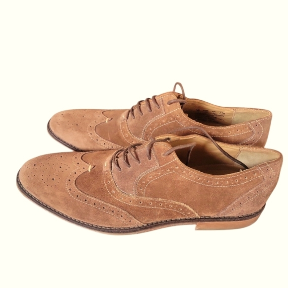 Hush Puppies Men's Tan Brogue Oxford Lace Up Suede Shoes Size 9 - Picture 2 of 8